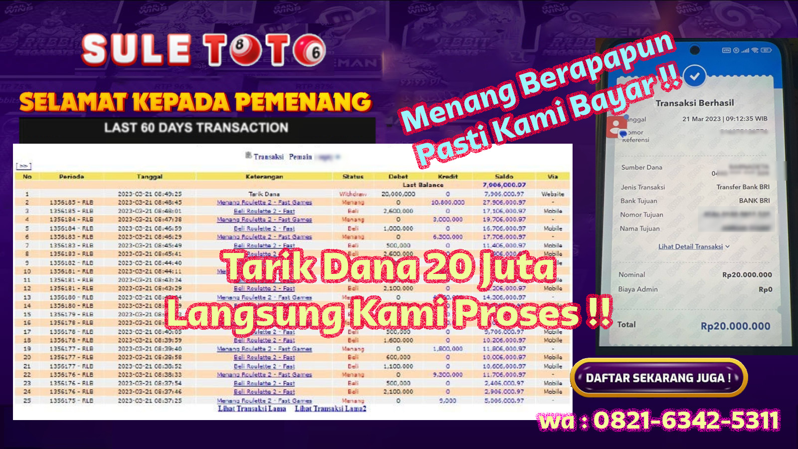 Bukti JP Live Casino - Roulette - 20juta