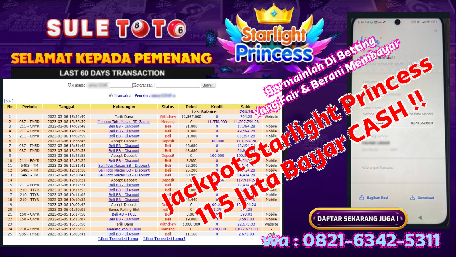 Bukti JP Togel Online TotoMacau 5D