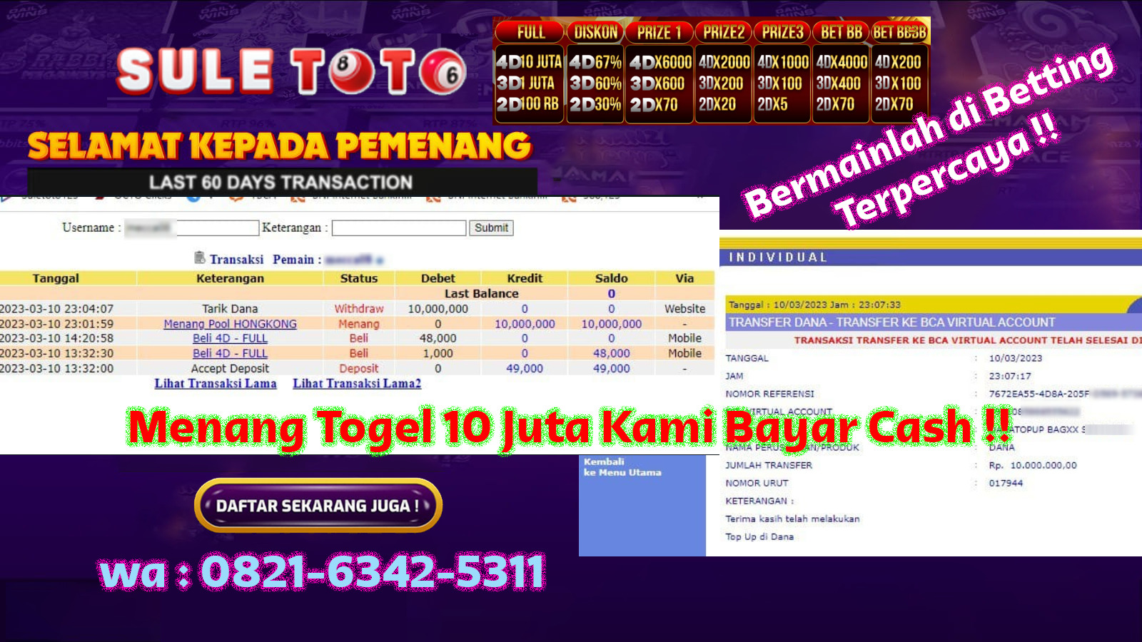 Bukti JP Togel Online HK Pools