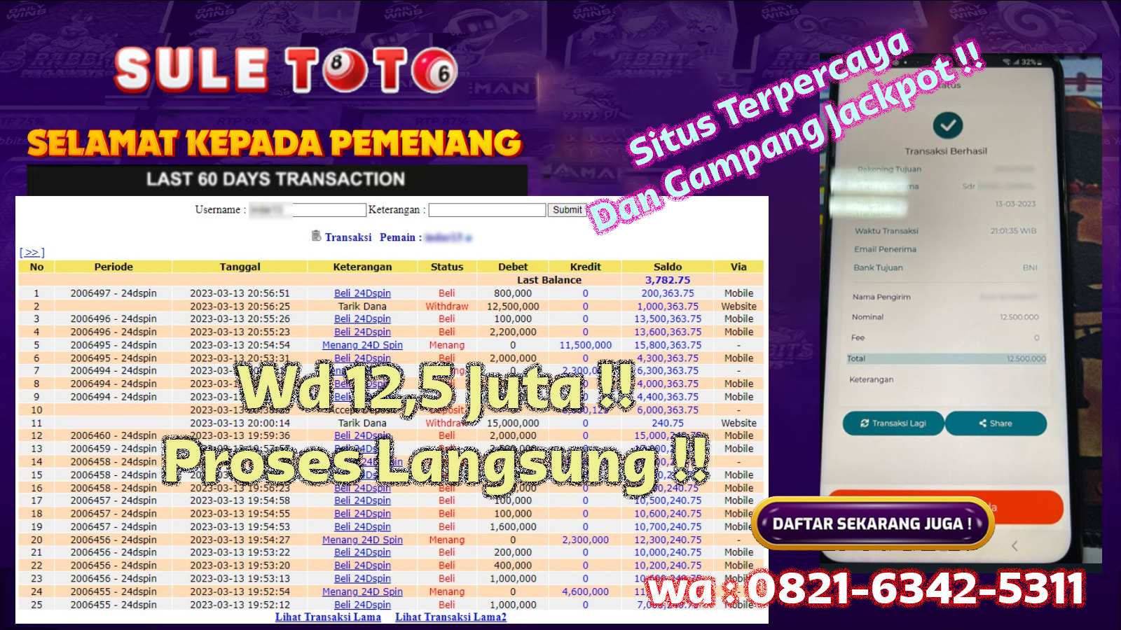 Bukti JP IDN Live Game - 24D Spin