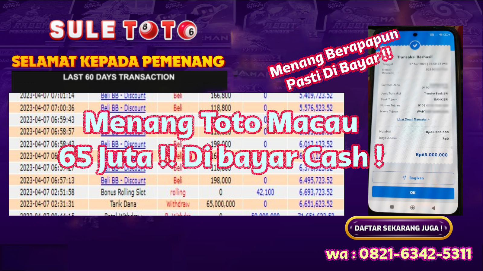 Bukti JP Togel Online - Toto Macau 5D