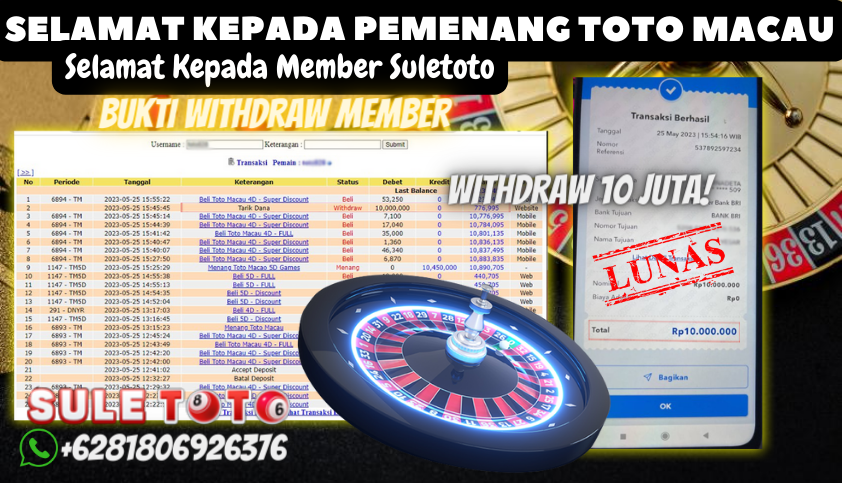 Bukti JP Togel Online Suletoto - Toto Macau 5D