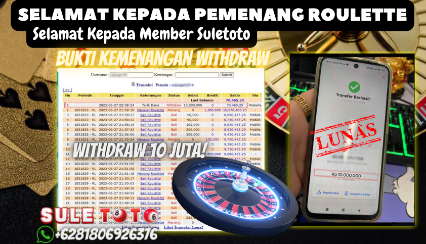 Bukti JP Casino Suletoto - Judi Roulette Online