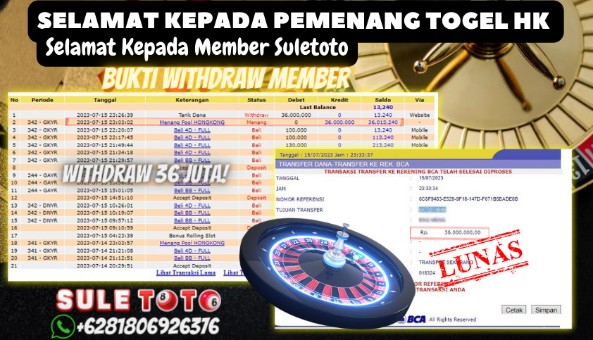 Bukti JP Togel Online Suletoto - Togel Hongkong