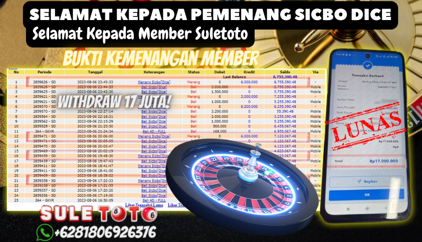 Bukti JP Live Casino Suletoto - Dadu Sicbo Online