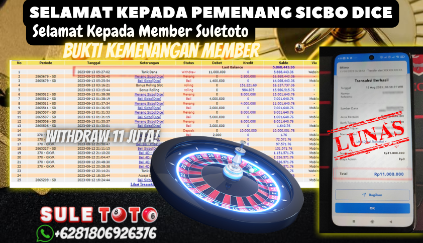 Bukti JP Live Casino Suletoto - Sicbo 