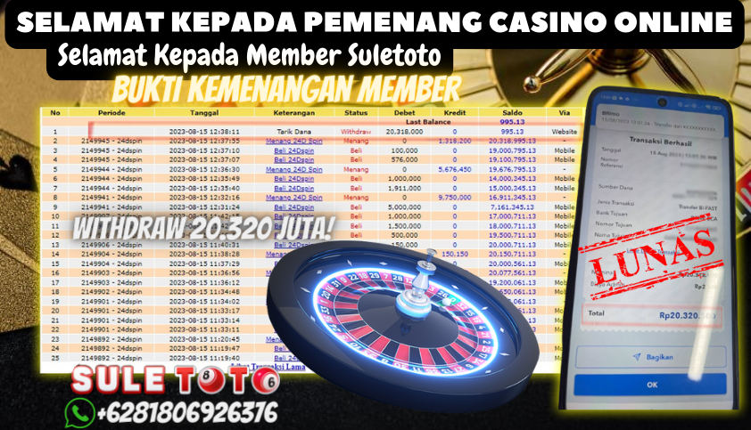 Bukti JP Live Casino Suletoto - 24D Spin