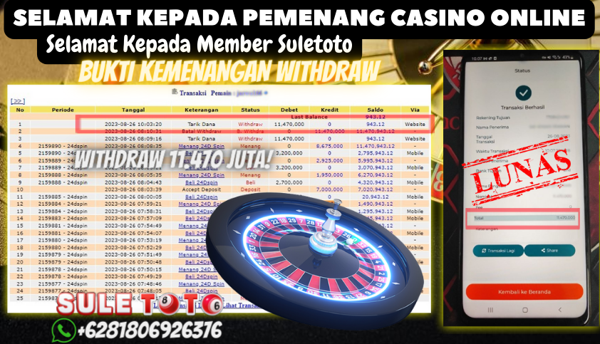 Bukti JP Live Casino Suletoto - 24D Spin